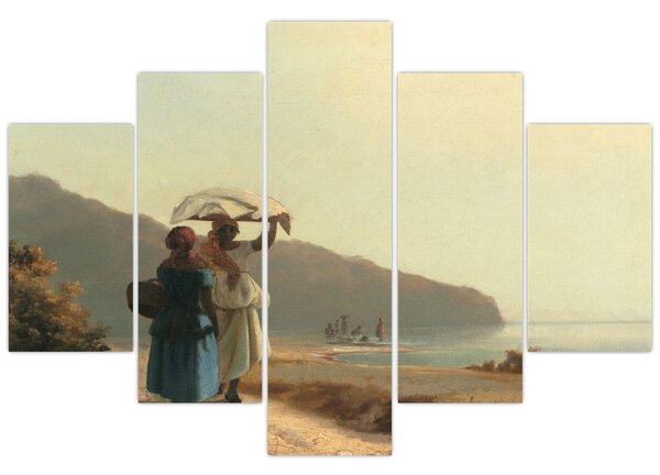 Obraz - Camille Pissarro, Two Women Chatting by the Sea, St. Thomas, reprodukcia (150x105 cm)