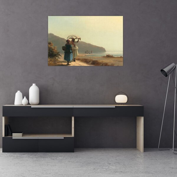 Obraz - Camille Pissarro, Two Women Chatting by the Sea, St. Thomas, reprodukcia (90x60 cm)