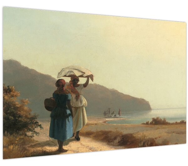 Obraz - Camille Pissarro, Two Women Chatting by the Sea, St. Thomas, reprodukcia (90x60 cm)
