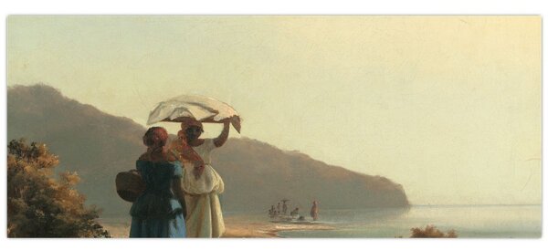Obraz - Camille Pissarro, Two Women Chatting by the Sea, St. Thomas, reprodukcia (120x50 cm)