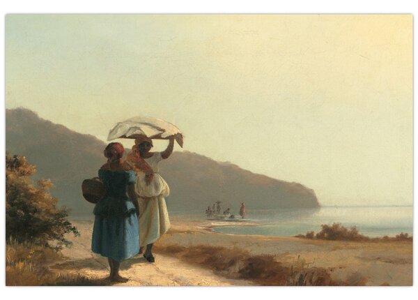 Obraz - Camille Pissarro, Two Women Chatting by the Sea, St. Thomas, reprodukcia (90x60 cm)
