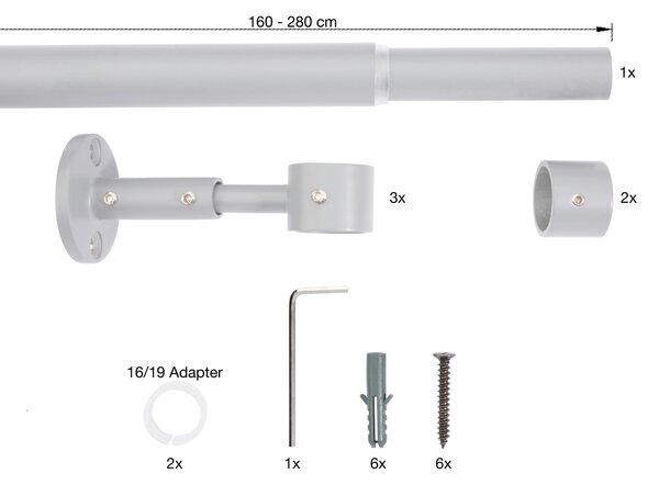 ZÁVESOVÁ TYČ S PRÍSLUŠENSTVOM 280 cm Homeware - Záclony & závesy