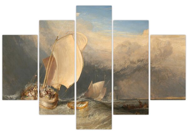 Obraz - William Turner, Fishing Boats with Hucksters Bargaining for Fish, reprodukcia (150x105 cm)