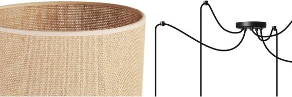 Závesné svietidlo Juta Spider, 5x jutové textilné tienidlo, (výber z 2 farieb konštrukcie), (fi 20cm)