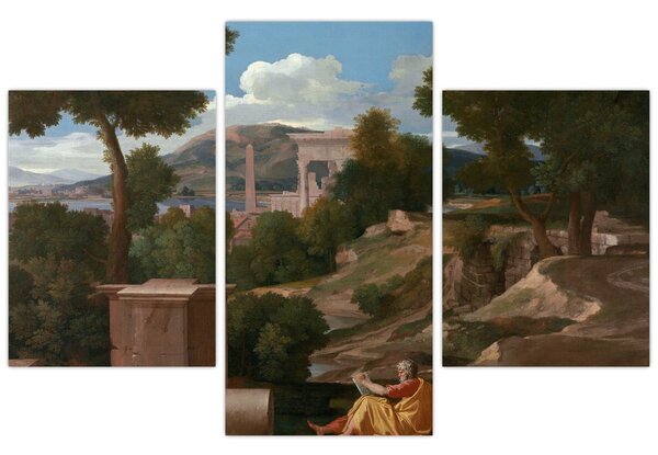 Obraz - Nicolas Poussin, Landscape with Saint John on Patmos, reprodukcia (90x60 cm)