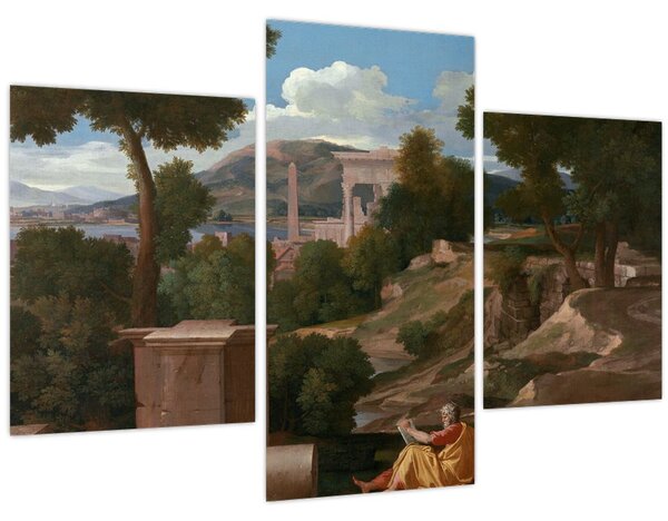 Obraz - Nicolas Poussin, Landscape with Saint John on Patmos, reprodukcia (90x60 cm)