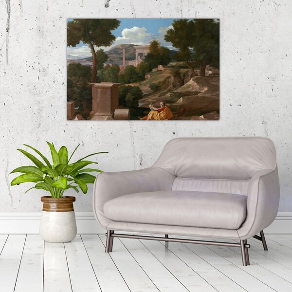 Obraz - Nicolas Poussin, Landscape with Saint John on Patmos, reprodukcia (90x60 cm)