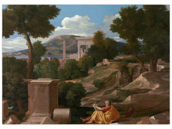 Obraz - Nicolas Poussin, Landscape with Saint John on Patmos, reprodukcia (70x50 cm)