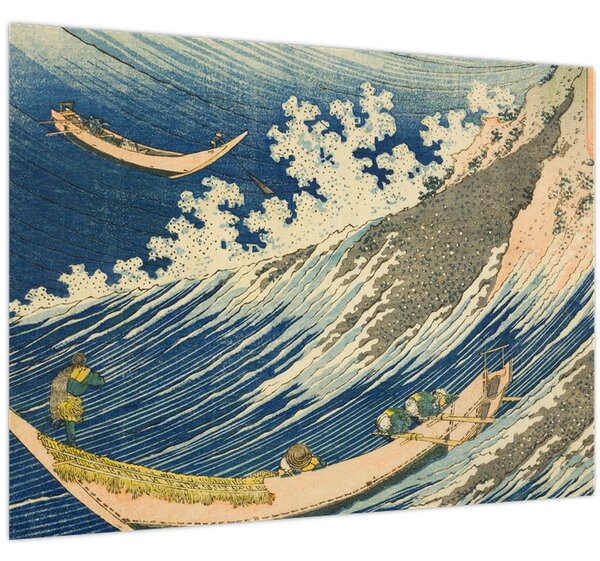 Obraz - Katsushika Hokusai, Fishing Boats at Choshi in Shimosa (Soshu Choshi) , reprodukcia (70x50 cm)