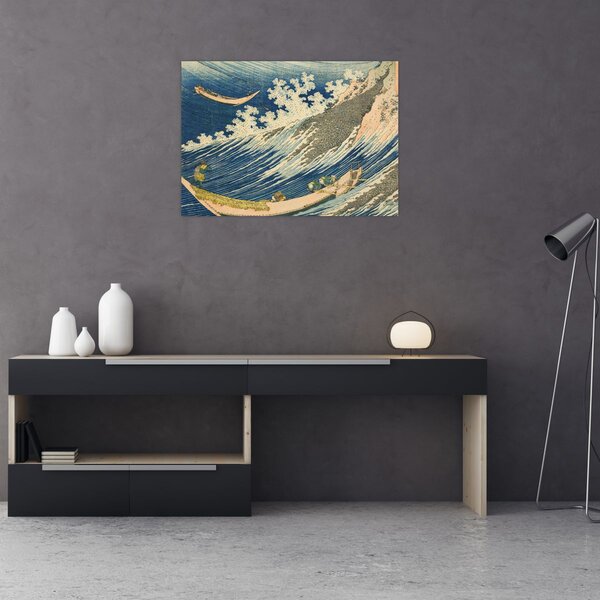 Obraz - Katsushika Hokusai, Fishing Boats at Choshi in Shimosa (Soshu Choshi) , reprodukcia (70x50 cm)