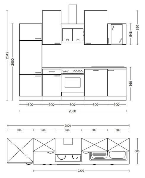 KUCHYNSKÁ LINKA NEPAL 280 280 cm FlexWell - Online Only kuchyne, Online Only