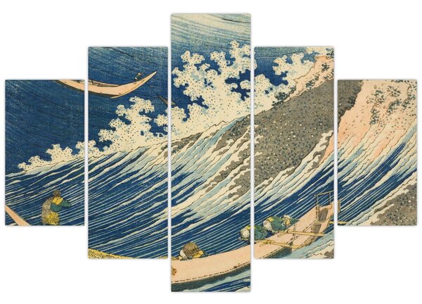 Obraz - Katsushika Hokusai, Fishing Boats at Choshi in Shimosa (Soshu Choshi) , reprodukcia (150x105 cm)
