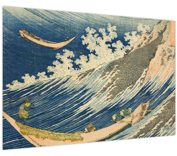 Obraz - Katsushika Hokusai, Fishing Boats at Choshi in Shimosa (Soshu Choshi) , reprodukcia (90x60 cm)