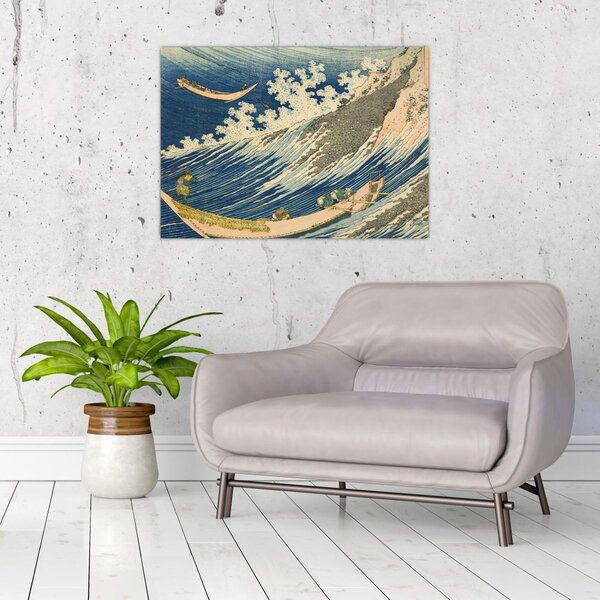 Obraz - Katsushika Hokusai, Fishing Boats at Choshi in Shimosa (Soshu Choshi) , reprodukcia (70x50 cm)