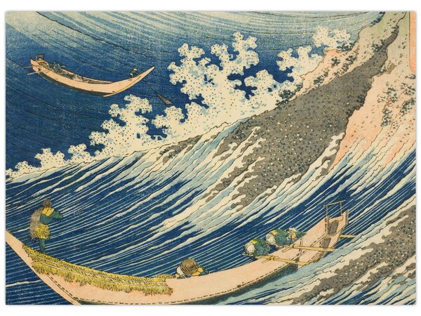 Obraz - Katsushika Hokusai, Fishing Boats at Choshi in Shimosa (Soshu Choshi) , reprodukcia (70x50 cm)