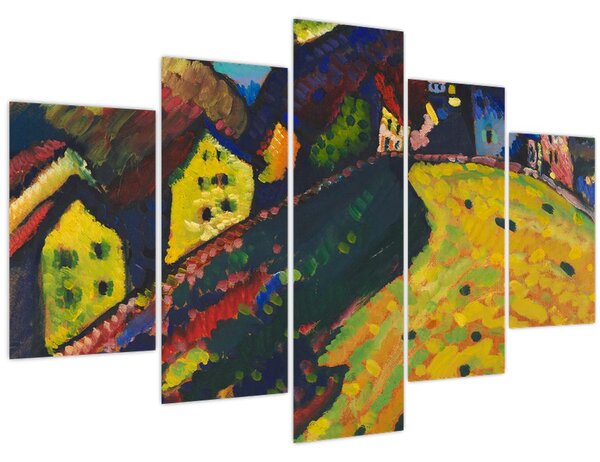 Obraz - Vasily Kandinsky, Houses at Murnau, reprodukcia (150x105 cm)