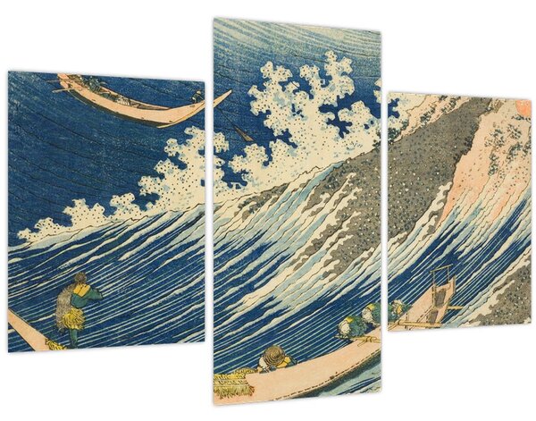Obraz - Katsushika Hokusai, Fishing Boats at Choshi in Shimosa (Soshu Choshi) , reprodukcia (90x60 cm)