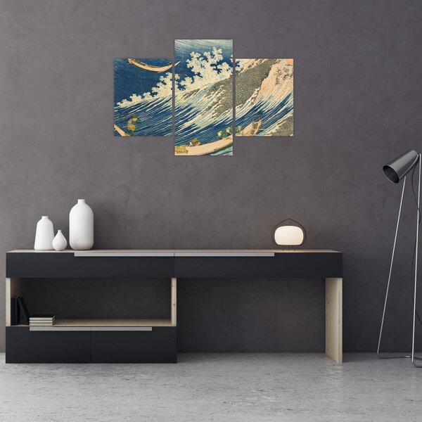 Obraz - Katsushika Hokusai, Fishing Boats at Choshi in Shimosa (Soshu Choshi) , reprodukcia (90x60 cm)