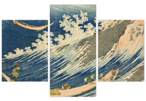 Obraz - Katsushika Hokusai, Fishing Boats at Choshi in Shimosa (Soshu Choshi) , reprodukcia (90x60 cm)