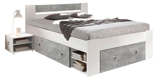 POSTEĽ S NOČNÝMI STOLÍKMI, 140/200 cm, biela, farba duba Carryhome - Postele