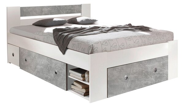 POSTEĽ S NOČNÝMI STOLÍKMI, 140/200 cm, biela, farba duba Carryhome - Postele
