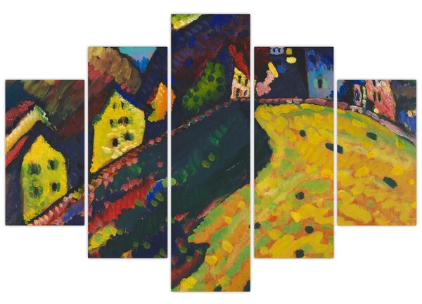 Obraz - Vasily Kandinsky, Houses at Murnau, reprodukcia (150x105 cm)