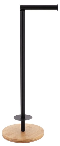 Stojan na toaletný papier Black Bamboo, čierna/s drevenými prvkami, o