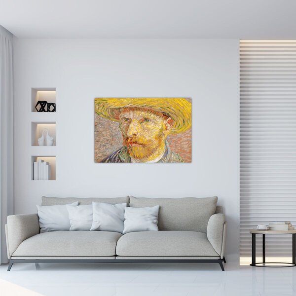 Obraz - Vincent van Gogh, Self-Portrait with a Straw Hat (The Potato Peeler), reprodukcia (90x60 cm)