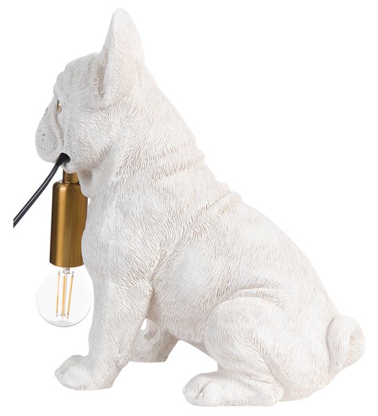 Stolná lampa biela umelá živica zvierací motív nočná lampa na čítanie v tvare šteniatka buldoga obývacia izba spálňa glamour štýl
