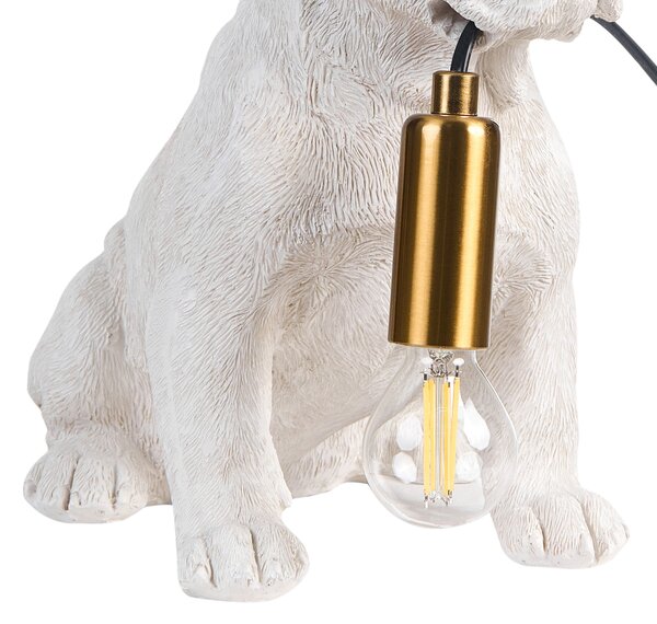 Stolná lampa biela umelá živica zvierací motív nočná lampa na čítanie v tvare šteniatka buldoga obývacia izba spálňa glamour štýl