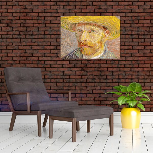 Obraz - Vincent van Gogh, Self-Portrait with a Straw Hat (The Potato Peeler), reprodukcia (70x50 cm)
