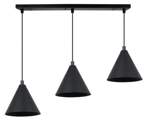 Závesné svietidlo Soho, 3x čierne kovové tienidlo, (fi 14cm)