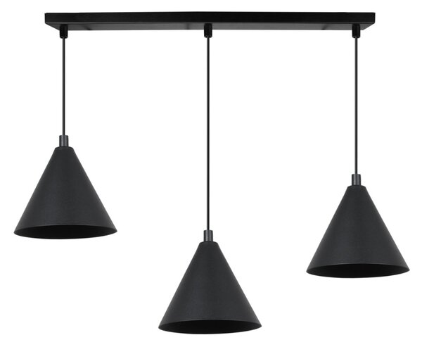 Závesné svietidlo Soho, 3x čierne kovové tienidlo, (fi 14cm)