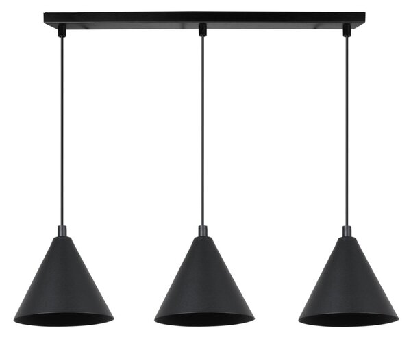 Závesné svietidlo Soho, 3x čierne kovové tienidlo, (fi 14cm)