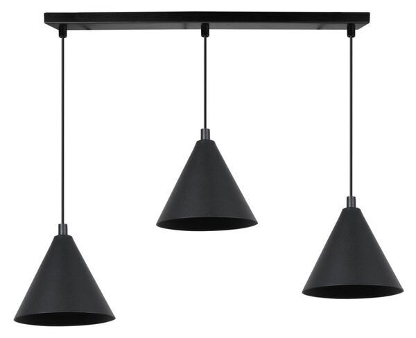 Závesné svietidlo Soho, 3x čierne kovové tienidlo, (fi 14cm)