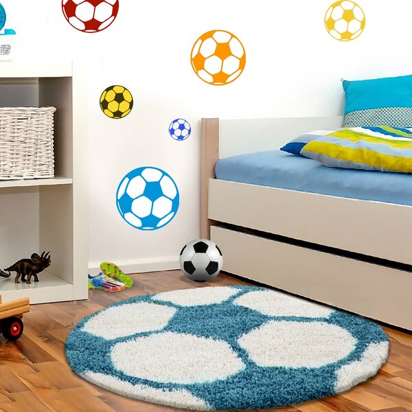 Ayyildiz, Kusový koberec Fun 6001 Türkis, 100x100 (priemer) kruh, modrá, detská izba