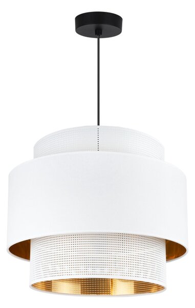 Závesné svietidlo Asti, 1x PVC/biele textilné tienidlo, (fi 35cm), g/c, b