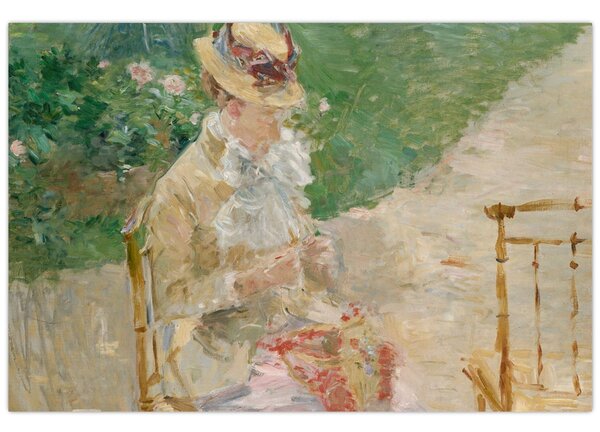Obraz - Berthe Morisot, Young Woman Knitting, reprodukcia (90x60 cm)