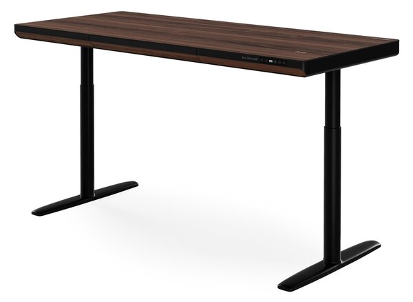 Elektrický písací stôl sit-stand so zásuvkou a bezdrôtovou nabíjačkou Qi čierny/orech, 1600 mm: ELLIS