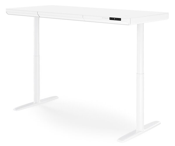 Elektrický písací stôl sit-stand so zásuvkou a bezdrôtovou nabíjačkou Qi biely, 1600 mm: ELLIS