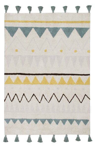 Lorena Canals koberce Ručne tkaný kusový koberec Azteca Natural-Vintage Blue - 140x200 cm