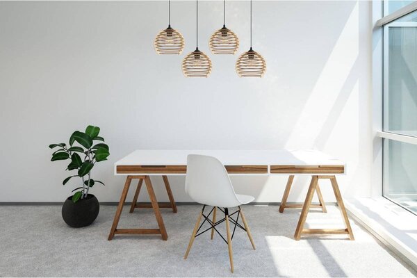 Závesné svietidlo Timber, 4x drevené tienidlo, n