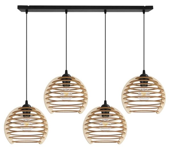 Závesné svietidlo Timber, 4x drevené tienidlo, n