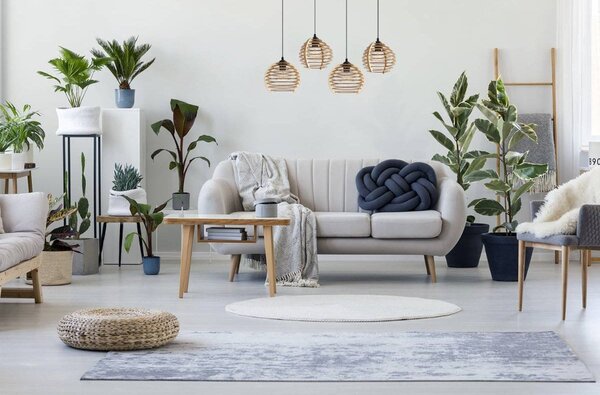 Závesné svietidlo Timber, 4x drevené tienidlo, n