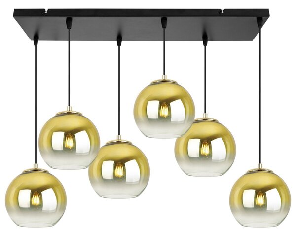 Závesné svietidlo Bergen Gold, 6x zlaté/transparentné sklenené tienidlo (fi 15cm)