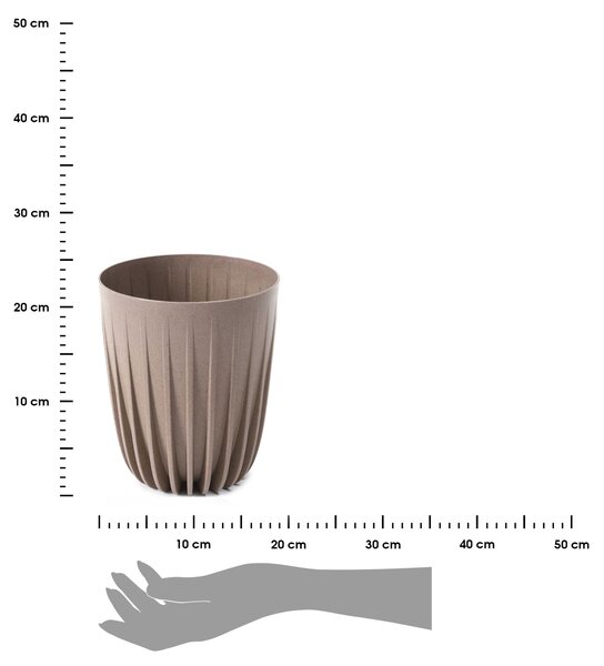 PLASTOVÝ KVETINÁČ STRIPPED ECO 23X19CM BÉŽOVÁ