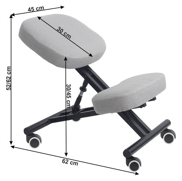 Ergonomická kľakačka na kolieskach Kilian - svetlosivá / čierna