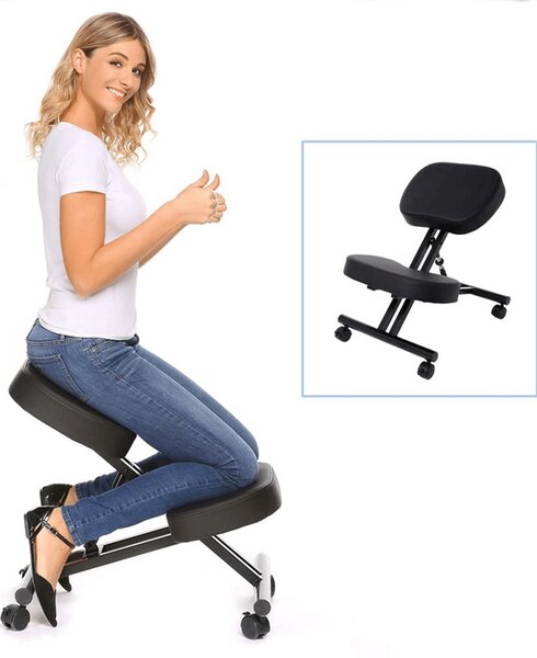 Ergonomická kľakačka na kolieskach Kilian - svetlosivá / čierna