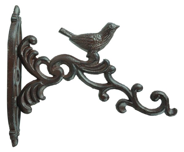 Liatinový držiak na kvetináč Bird, 5x21,5 cm, hnedá