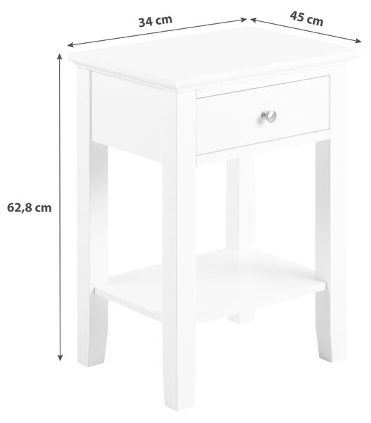 NOČNÝ STOLÍK, biela, 45/62,8/34 cm Livetastic - Online Only spálne, Online Only